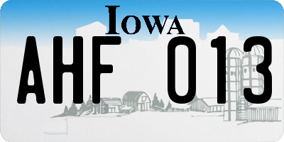 IA license plate AHF013