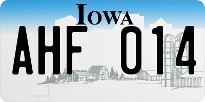 IA license plate AHF014
