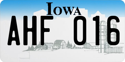 IA license plate AHF016
