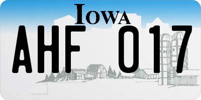 IA license plate AHF017