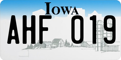 IA license plate AHF019