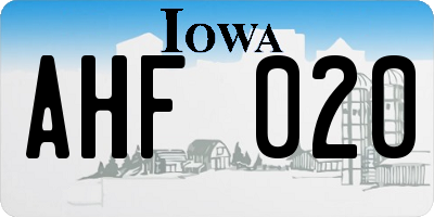 IA license plate AHF020