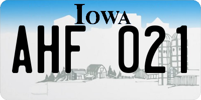 IA license plate AHF021