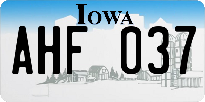 IA license plate AHF037