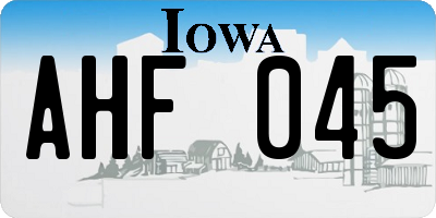IA license plate AHF045
