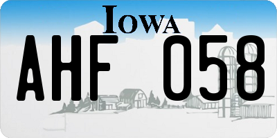 IA license plate AHF058