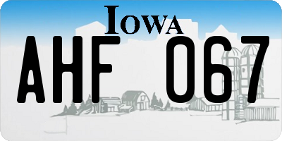 IA license plate AHF067
