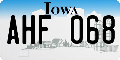 IA license plate AHF068