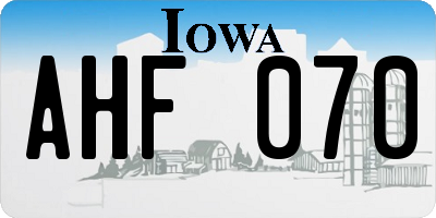 IA license plate AHF070