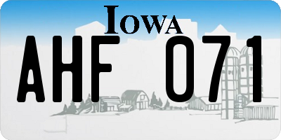 IA license plate AHF071