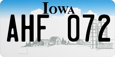 IA license plate AHF072