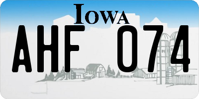 IA license plate AHF074