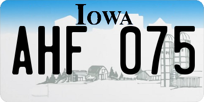 IA license plate AHF075