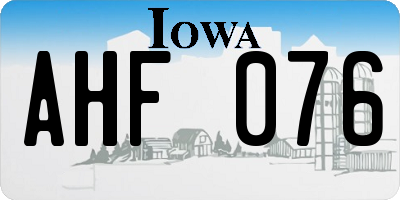 IA license plate AHF076