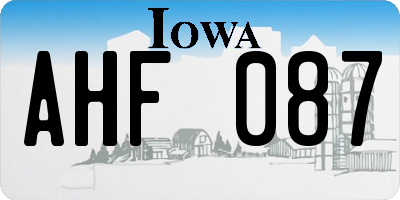 IA license plate AHF087