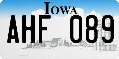 IA license plate AHF089