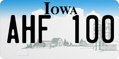 IA license plate AHF100