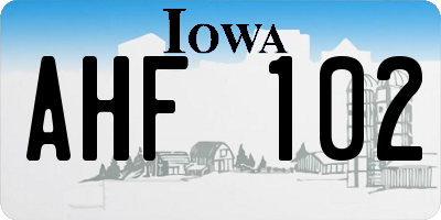 IA license plate AHF102
