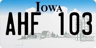 IA license plate AHF103