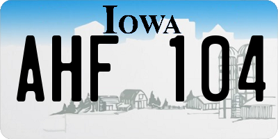 IA license plate AHF104