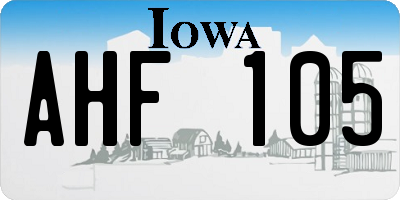 IA license plate AHF105