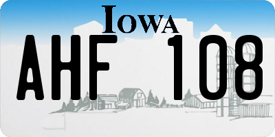 IA license plate AHF108