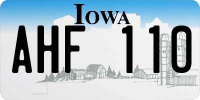 IA license plate AHF110