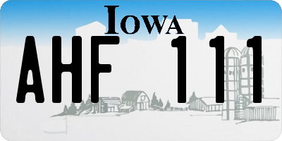 IA license plate AHF111