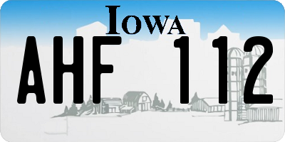 IA license plate AHF112