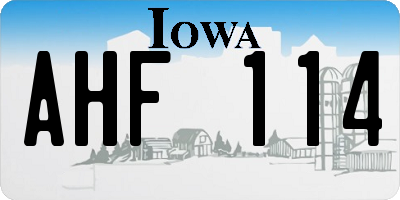 IA license plate AHF114