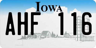 IA license plate AHF116
