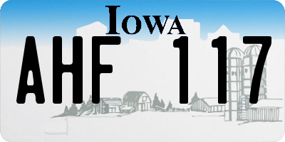 IA license plate AHF117