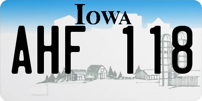 IA license plate AHF118