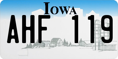 IA license plate AHF119