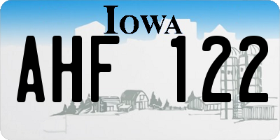 IA license plate AHF122