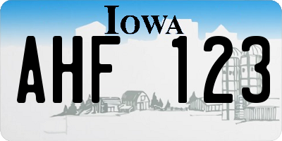 IA license plate AHF123