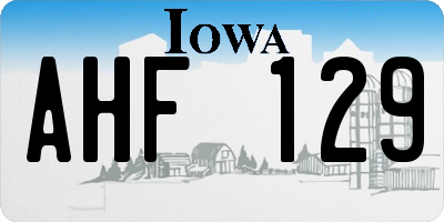 IA license plate AHF129
