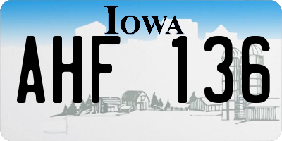 IA license plate AHF136