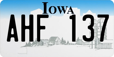 IA license plate AHF137