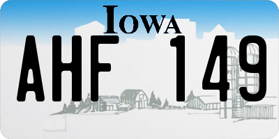 IA license plate AHF149