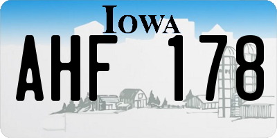 IA license plate AHF178