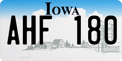 IA license plate AHF180