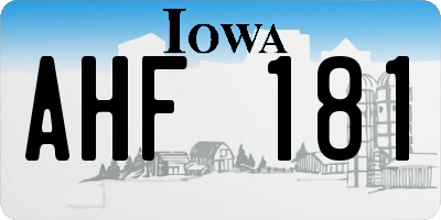 IA license plate AHF181