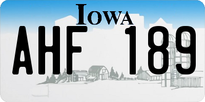 IA license plate AHF189