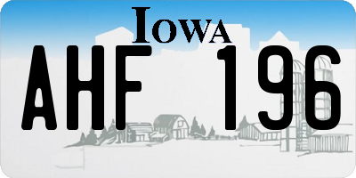 IA license plate AHF196
