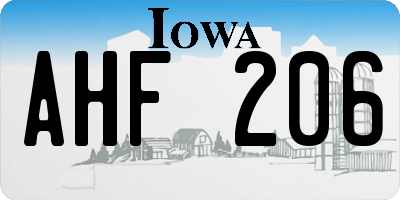 IA license plate AHF206