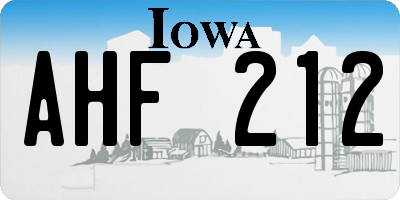 IA license plate AHF212
