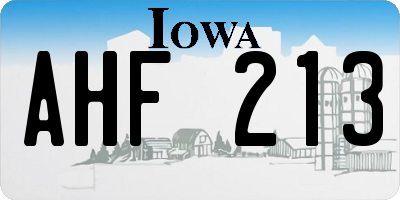 IA license plate AHF213