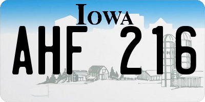 IA license plate AHF216