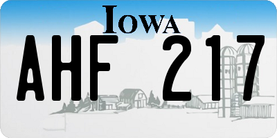 IA license plate AHF217